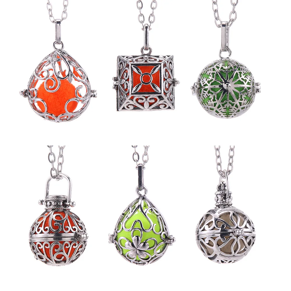 

Volcanic Lava Stone Necklace Pendant Aroma Diffuser Cage Locket Necklaces Perfume Essential Oil Diffuser Aromatherapy Neckalce