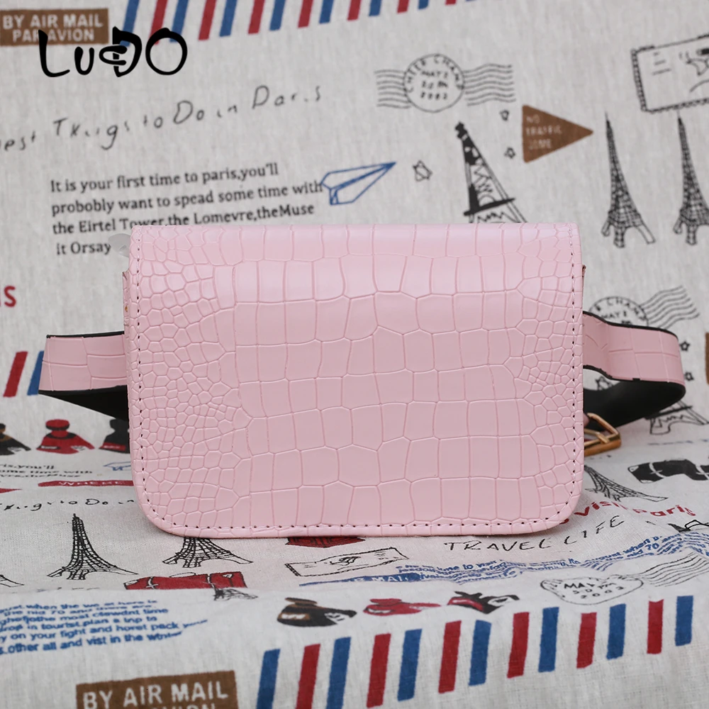 Модная женская поясная сумка из кожи аллигатора с узором «крокодиловая кожа», поясная сумка, Дамская поясная сумка, саше для бедер, маленькая сумка на плечо - Цвет: Pink
