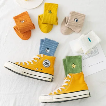 

Solid Color Sock for Woman Stars Socks Women Adult Kawaii Ladies Elegant Long Sox Cotton Spring Autumn Female Trendy Calcetines