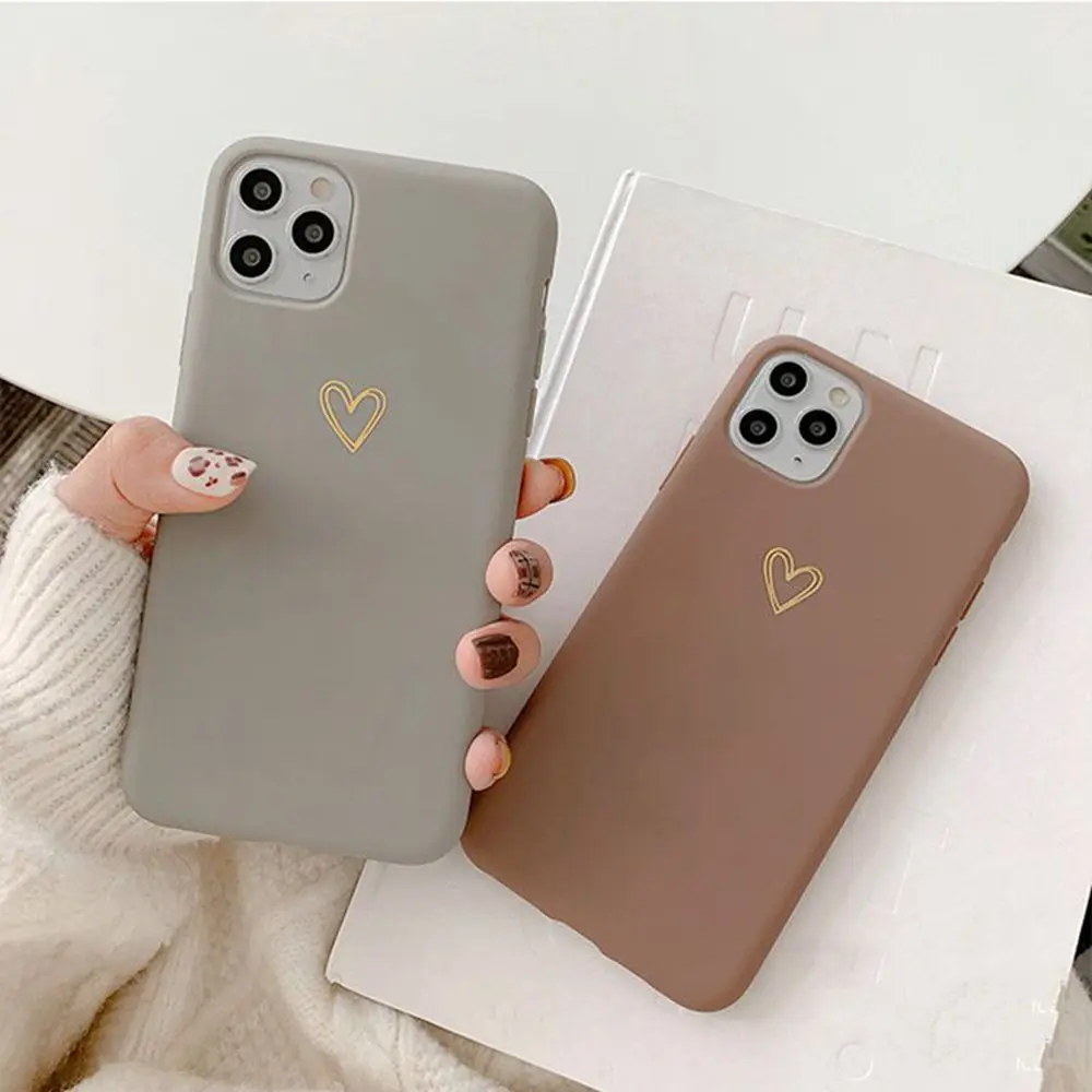 cute iphone 12 pro cases Solid Love Heart Phone Case For iPhone 12 mini 11 Pro Max X XR XS 7 8 6 6sPlus SE 2020 Shockproof Soft Silicone TPU Back Cover case iphone 12 pro