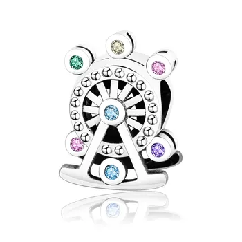 

Fit Original Fine Charms Bracelet 100% 925 Sterling Silver Ferris Wheel Charm Bead Multi-Colored Crystal DIY Jewelry Berloque