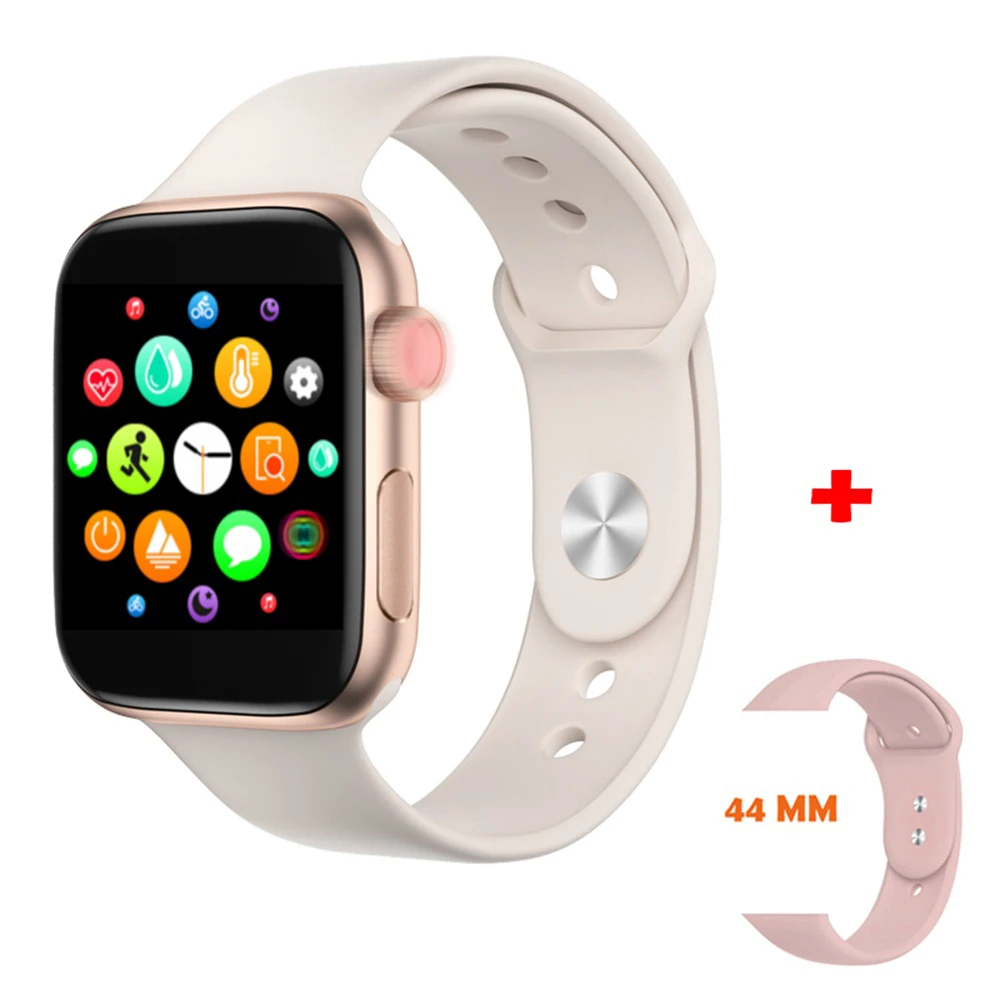 rose add pink Torntisc металлический чехол 44 мм сменный ремешок полный сенсорный IWO женские умные часы для Apple Watch серии 5 Android Phone Smartwatch для мужчин - Цвет: rose add pink