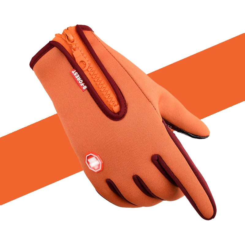 Orange gloves Зимние Перчатки сенсорные перчатки теплые перчатки для бега для мужчин и женщин на открытом воздухе снег сноуборд холодную погоду ветронепроницаемые перчатки - Цвет: Orange gloves