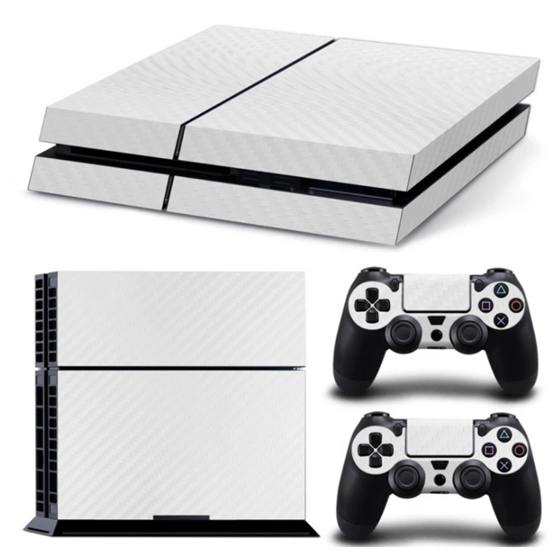 Console Carbon Fiber Skin Sticker Wrap Controller Dustproof Vinyl Cover Decal Protective Case Shell Compatible with PS4 