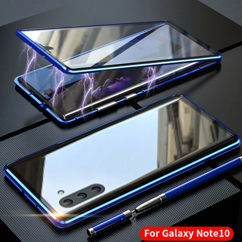 Для samsung Galaxy Note 10 Plus Магнитный поглощающий Передний+ задний стеклянный противоударный пылезащитный чехол