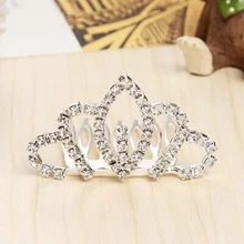 JINSE Мини Милая Хрустальная корона принцессы из страз гребень для волос день рождения диадемы для девочек детские украшения для волос аксессуары CR130
