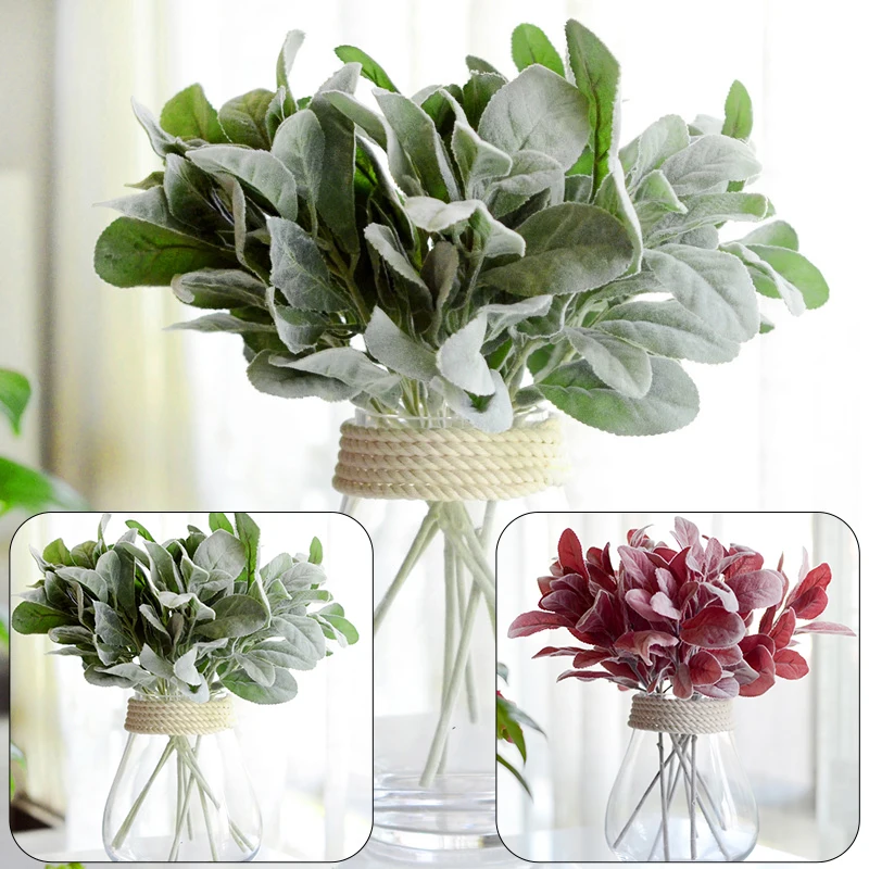 Ear Rabbit Plant Artificial Silk Flower Branch Fall Leaves Wedding Home Decor UK
