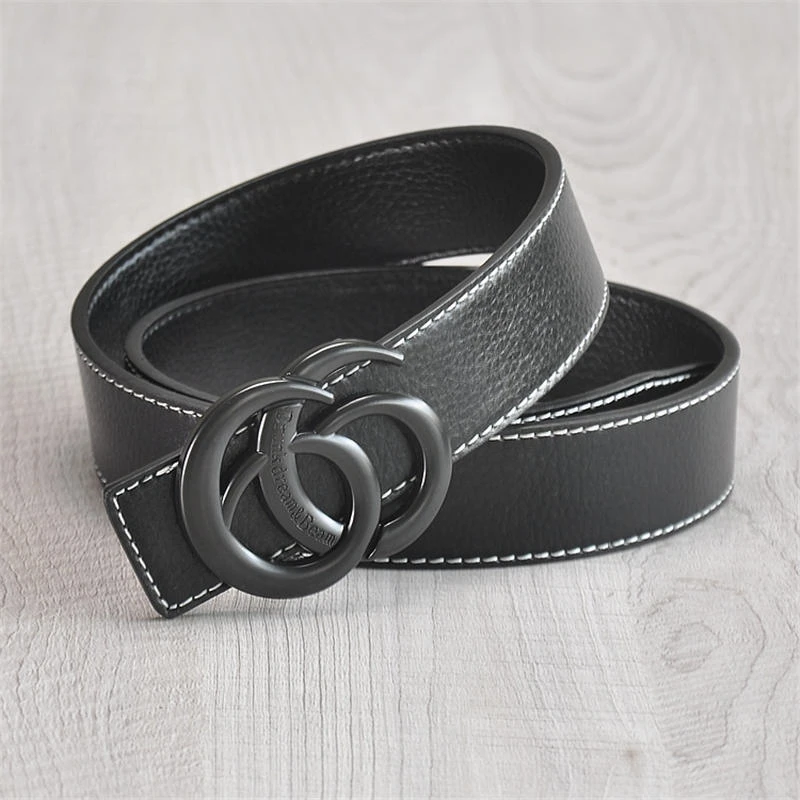 New Fashion Hot sales Lychee top layer cowhide Bronze buckle Style Real man business belt women leisure belt Free shipping