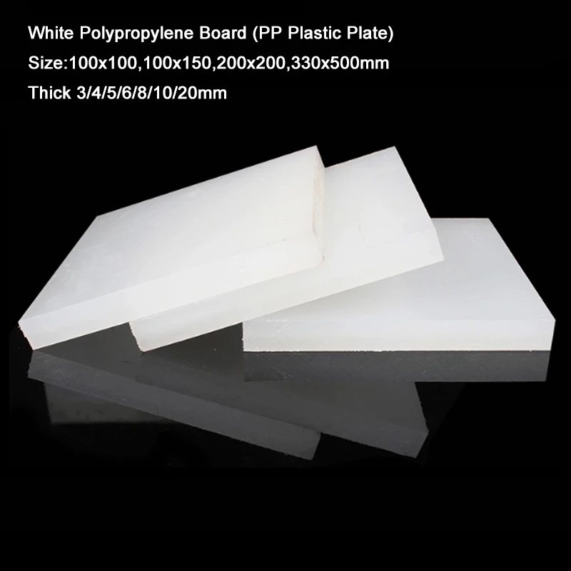

White Polypropylene Board PP Plastic Plate100x100,100x150,200x200,330x500mm * Thick 3/4/5/6/8/10/20mm Cutting Sheet DIY Material