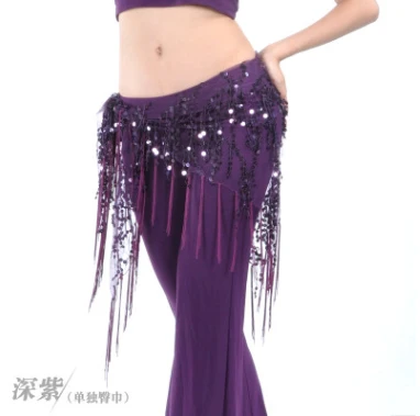 Стиль танца живота костюмы блёстки кисточкой индийский танец живота хип шарф для женщин пояс для Танцев Живота - Цвет: purple