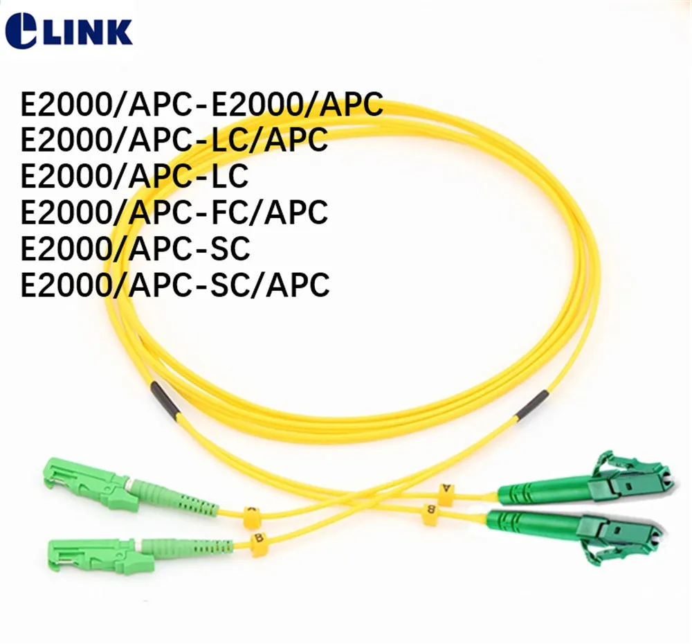 20-м-e2000-apc-волоконный-патч-корд-дуплексный-sm-e2000-apc-lc-st-sc-fc-apc-dx-одномодовый-оптический-Джампер-9-125um-20mtr-il-03db-5-шт