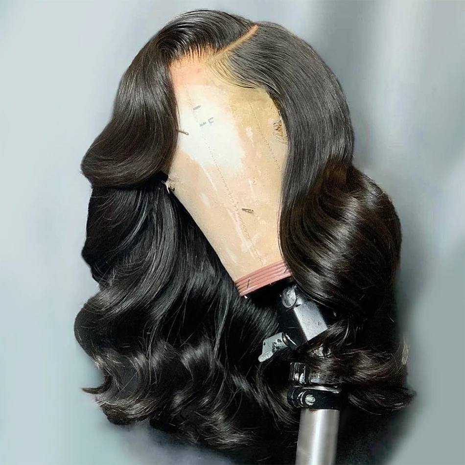 Body Wave 13x6 Short Bob Wig 13x4 Lace Front Human Hair Brazilian Remy 4x4 Closure Loose Pre Plucked 180 Density For Black Women | Шиньоны и