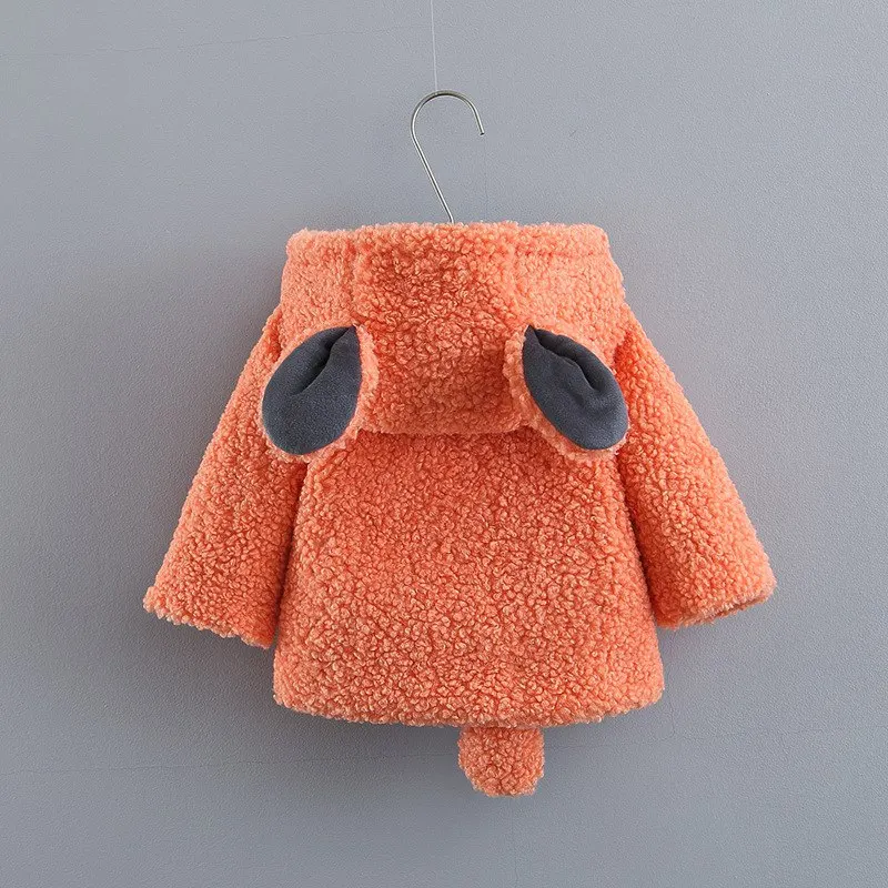Милая детская теплая зимняя одежда для новорожденных девочек, детская утепленная флисовая парка с капюшоном и бантом, пальто, верхняя одежда Casaco S9760