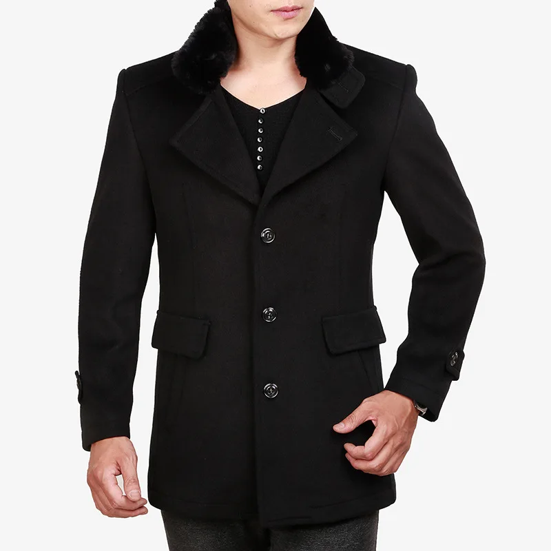Fashion Faux Fur Collar Men Woolen Coat Winter Thick Warm Black Wool Blend Coat Casual Oversized Long Overcoat Male Top Xxxl Hot Fashion Faux Fur Collar Men Woolen Coat Winter Thick Warm Black Wool Blend Coat Casual Oversized Long Overcoat Male Top Xxxl Hot