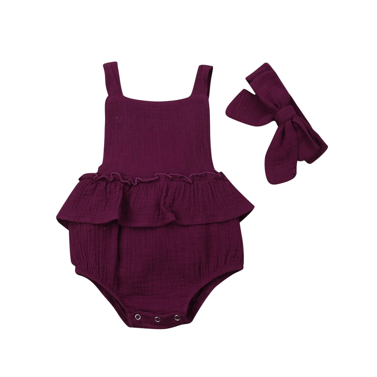 

Baby Bodysuit 2019 Newborn Baby Girls Ruffles Bodysuit +Headband Jumpsuit 2Pcs Outfits Sunsuit Clothes Set