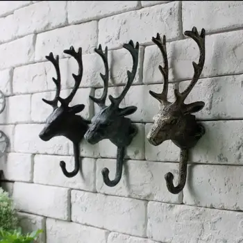 

Auspicious Deer Head European Retro Iron Deer Head Decoration Hook Coat Hook