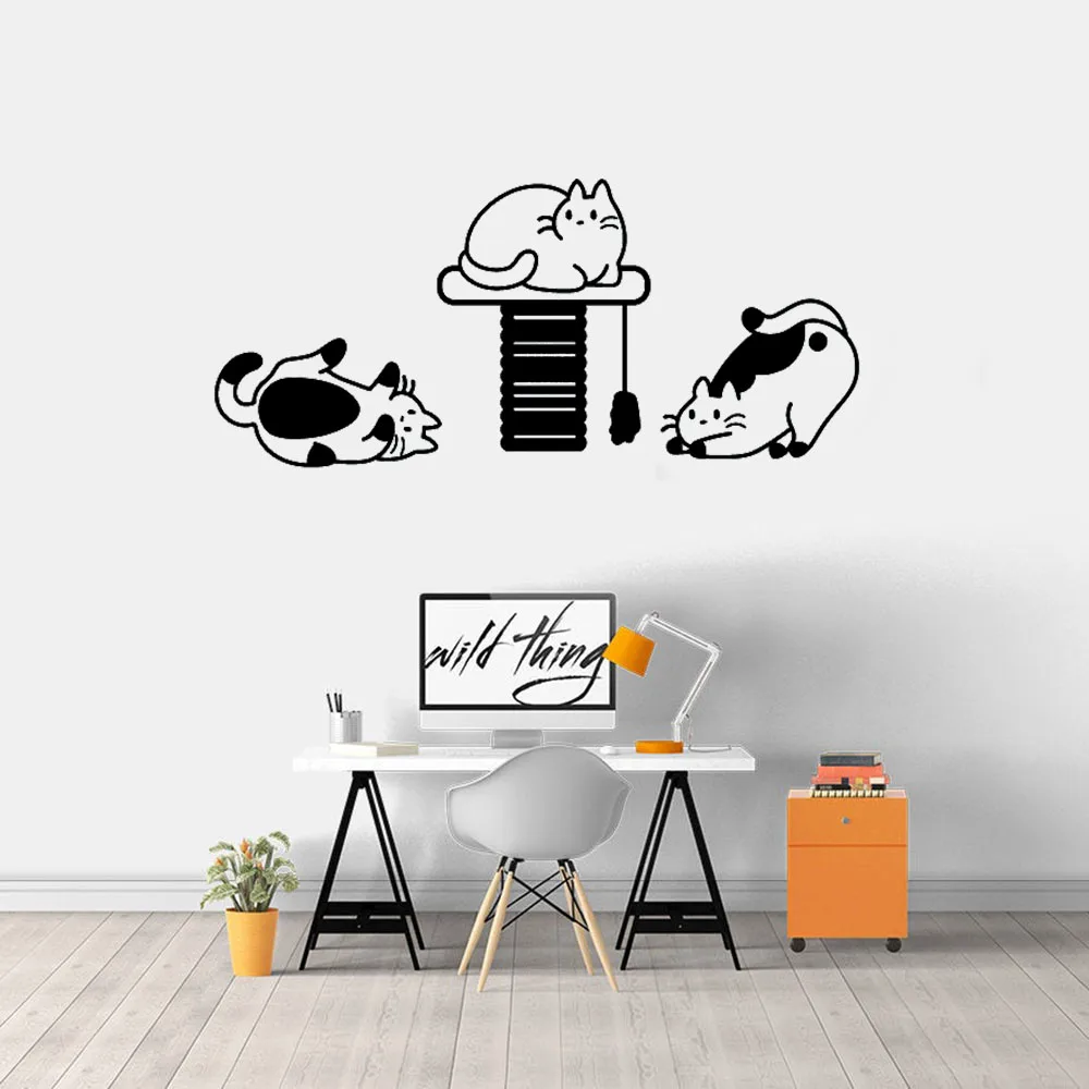 buy Cat Friends Wall Decal Cartoon Cats Cute Animal Pets Shop Interior Art Door Window Stickers for Kids Bedroom Nursery Mural Q418