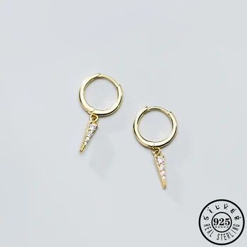 

925 Sterling Silver Small Triangle Rose Gold Color Plated Hoops Piercing Cubic Zircon Earrings Ear Rings Fine Jewelry for Women
