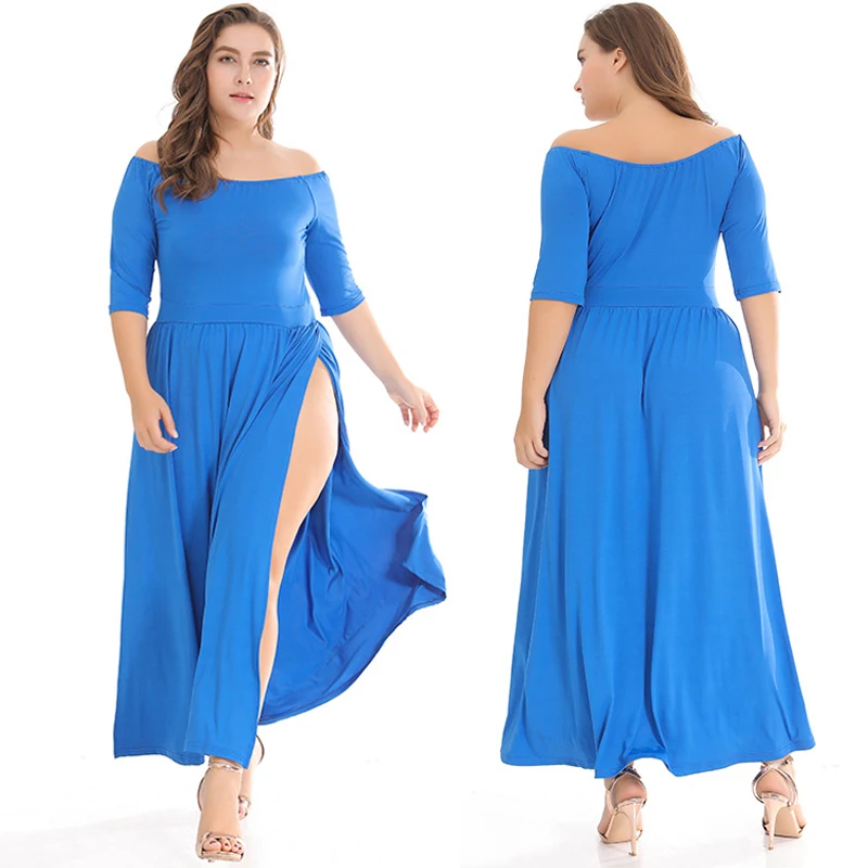 А, М. А. Большие размеры XL-3XL Модное Длинное платье для женщин синий/черный/желтый/красный вне плечо элегантный женский Макси платья для вечерние