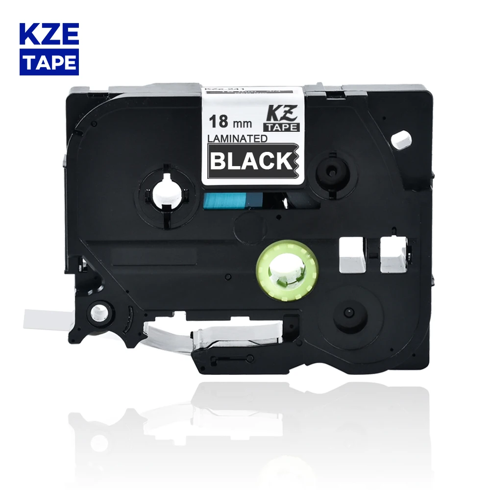 Kze18mm345WhiteonBlackLaminatedLabelTapeCassetteCartridge