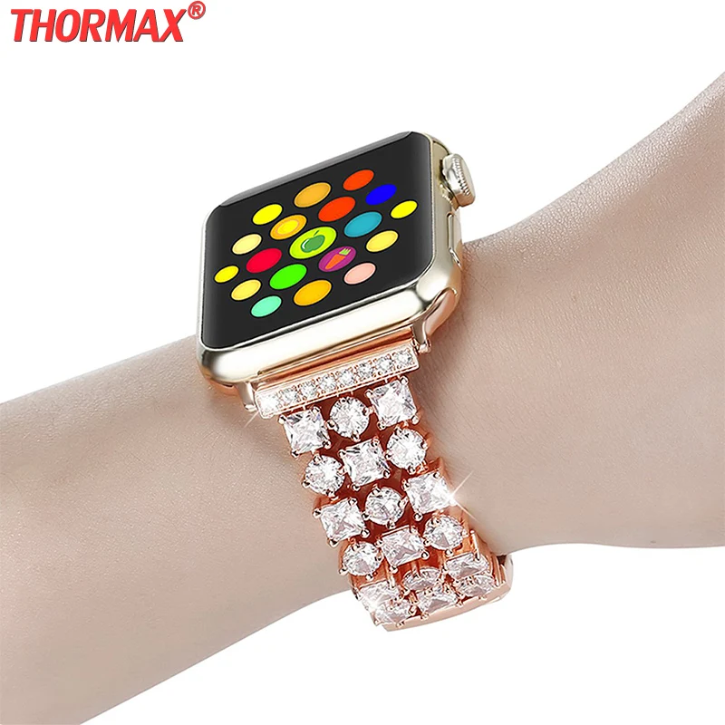 

Strap for Apple Watch series 5 4 40mm 38mm Luxury Diamond Bracelet women Czech rhinestone Stainless Steel for iWatch band 44mm