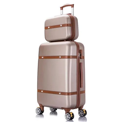 KLQDZMS 20"22"24"26inch Women Travel Luggage Set Trolley suitcase With Cosmetic Bag Women Wheeled Rolling Luggage On Wheel - Цвет: a set