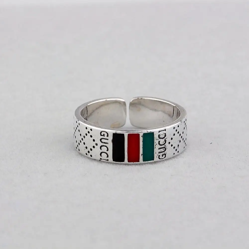 

S925 sterling silver ring color drop open ring female