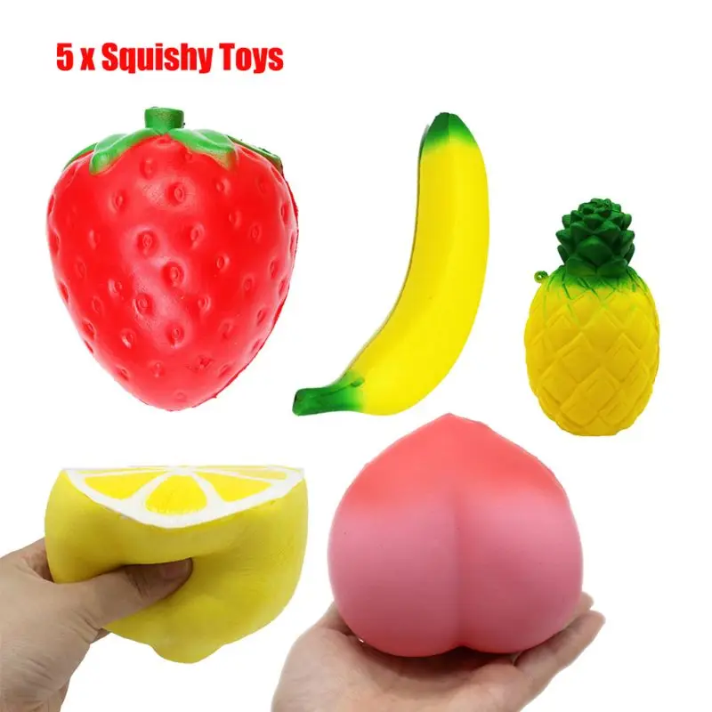 Jumbo Squishies медленно поднимающийся клубника персик банан и лимон амулеты "Ананас" Фрукты Squishies крем Ароматические снятие стресса Kawaii