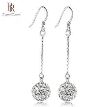 

Bague Ringen 925 Sterling Silver Earrings Long shape Earrings for Women Elegant charm Jewelry with Round Zircon Festival gift