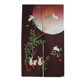 

Hanging Sun Proof Home Decor Rabbit Printing Japanese Style Restaurants Door Curtain Compound Area Protective Drape Tapestry