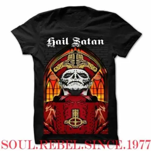 Футболка в стиле панк-рок с надписью HAIL SATAN |