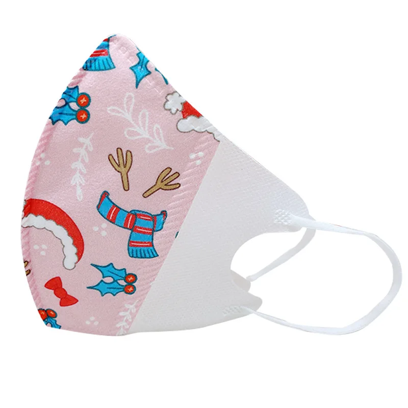 20PCS 4-12 Years Children Mask for face with Fliter Christmas Santa Snowman Mouth Mask Kids 3 Layer Disposable Masks