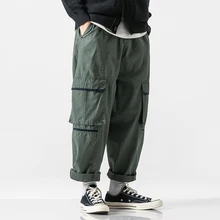 Мужские Широкие штаны-шаровары, свободные повседневные Прямые брюки-карго, мужские ЯПОНСКИЕ ВИНТАЖНЫЕ уличные штаны в стиле хип-хоп, спортивные штаны