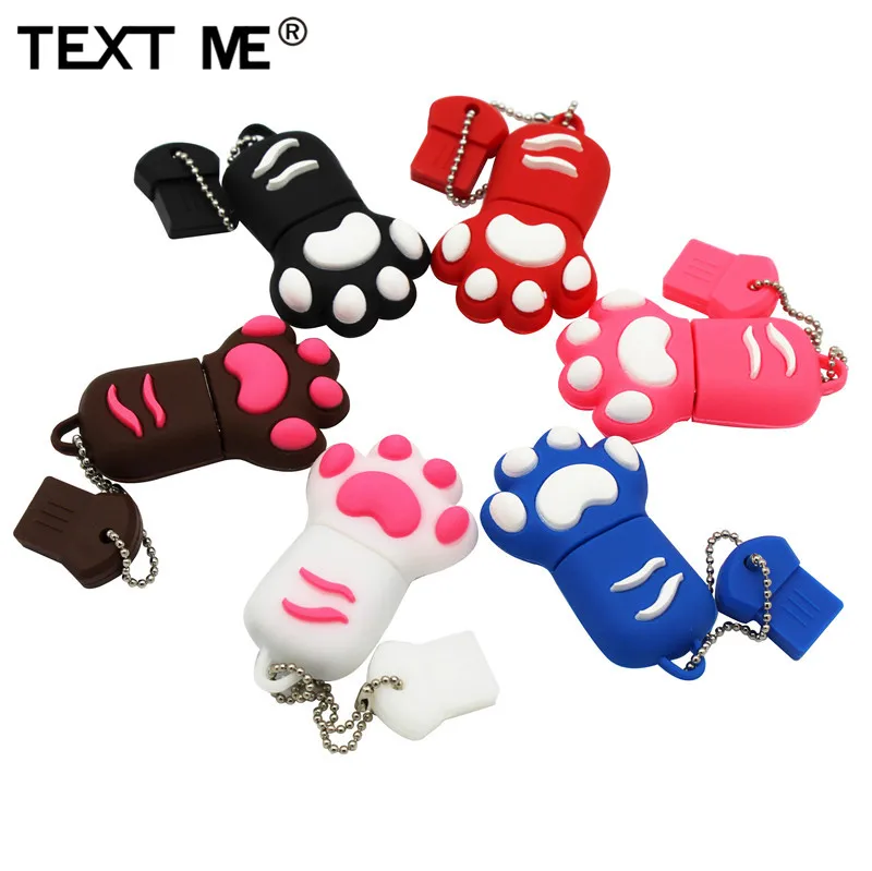 TEXT ME-memoria usb de 64GB con diseño de garra de gato, Memoria flash usb 2,0 de 4GB, 8GB, 16GB y 32GB para regalo