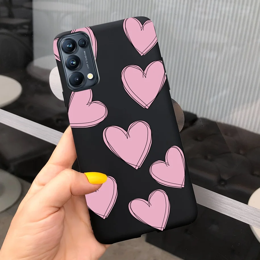 oppo phone cases Cute Love Heart Cover For OPPO Reno 5 Case Reno5 Lite Phone Case Soft Silicon Slim Fundas For OPPO Reno5 5F 5Z 5 Lite Back Cover oppo phone cases