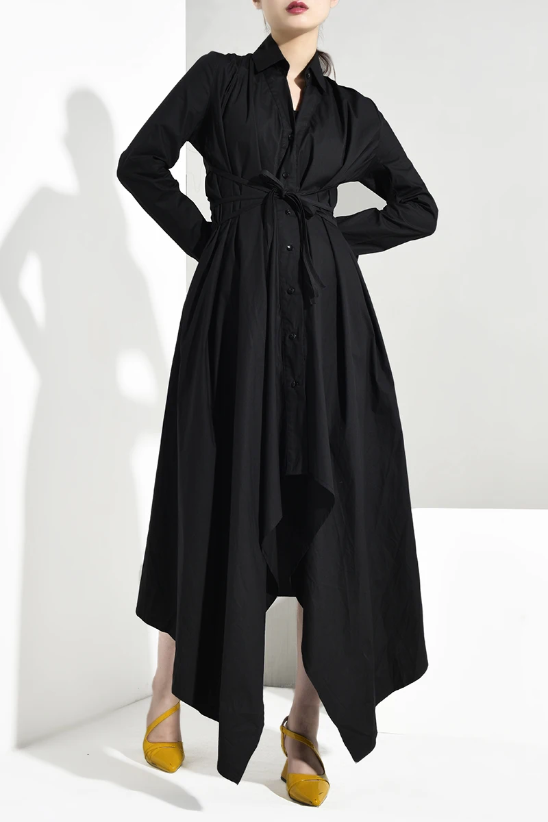 New Fashion Style Black Bandage Asymmetrical Shirt Dress Fashion Nova Clothing