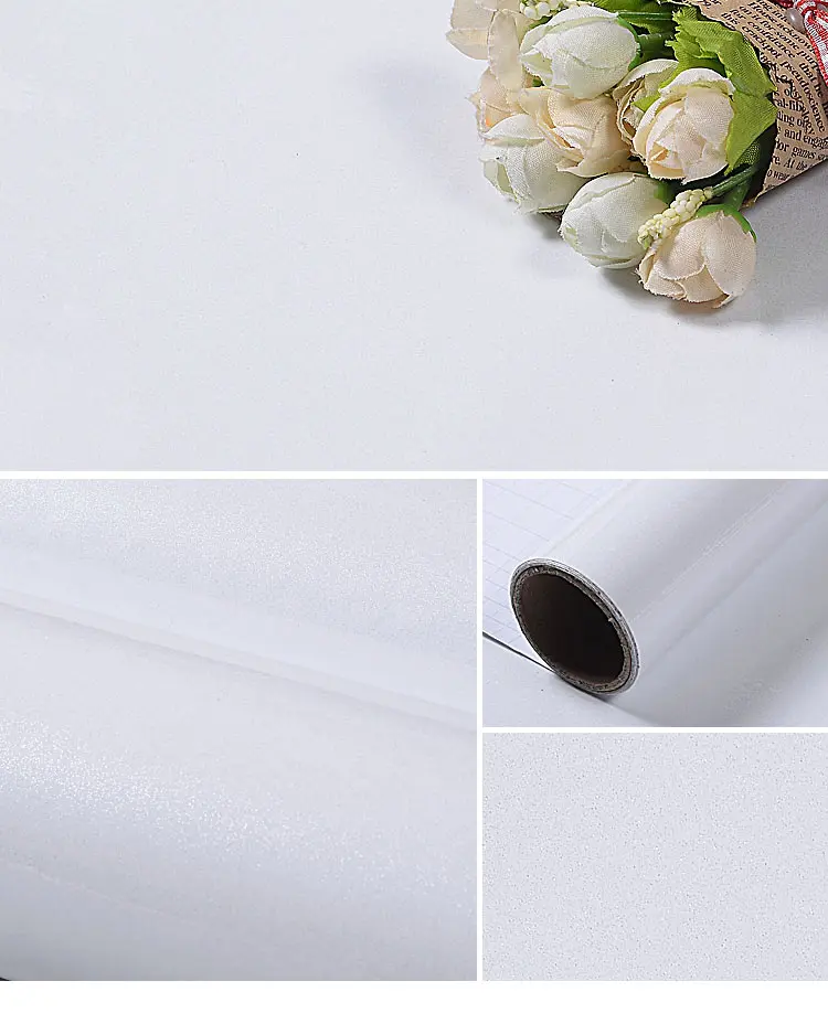 White DIY Decorative Sticker Old Furniture Renovation Self-Adhesive Wallpaper Kitchen Cabinet Wardrobe PVC Waterproof Wall Paper