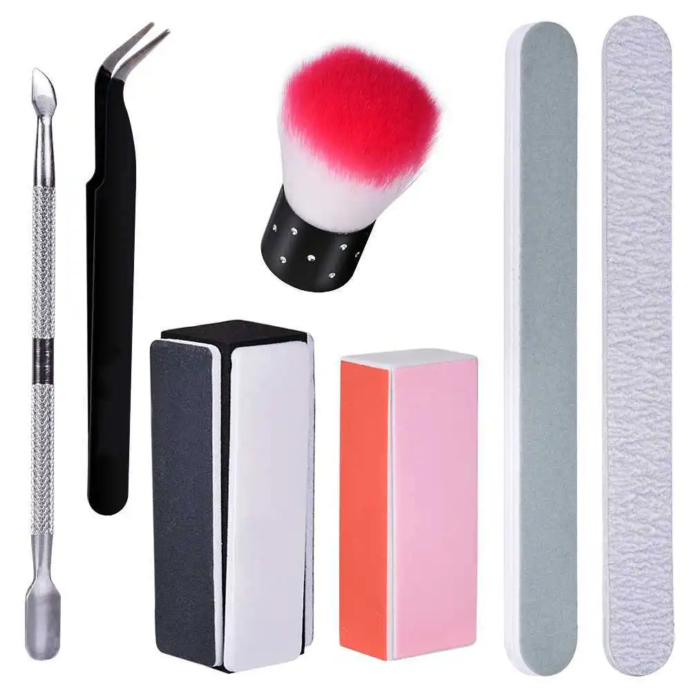 7pieces kit 6 шт./7 шт. набор пилок для ногтей прочная буферная пилка для полирования ногтей художественная зернистость шлифовальный маникюрный педикюрный набор для УФ-гель-лака инструмент для дизайна ногтей - Цвет: 7pieces kit
