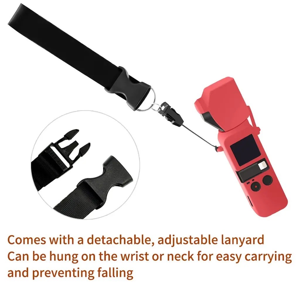 Silicone Camera Cover Case with Lens Cap For OSMO Pocket Camera Lanyard Band