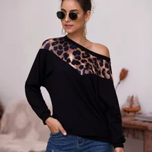 Пикантные летние вечерние летние блузки с леопардовым воротником, женские рубашки с длинными рукавами в стиле ретро, черные женские топы и блузки