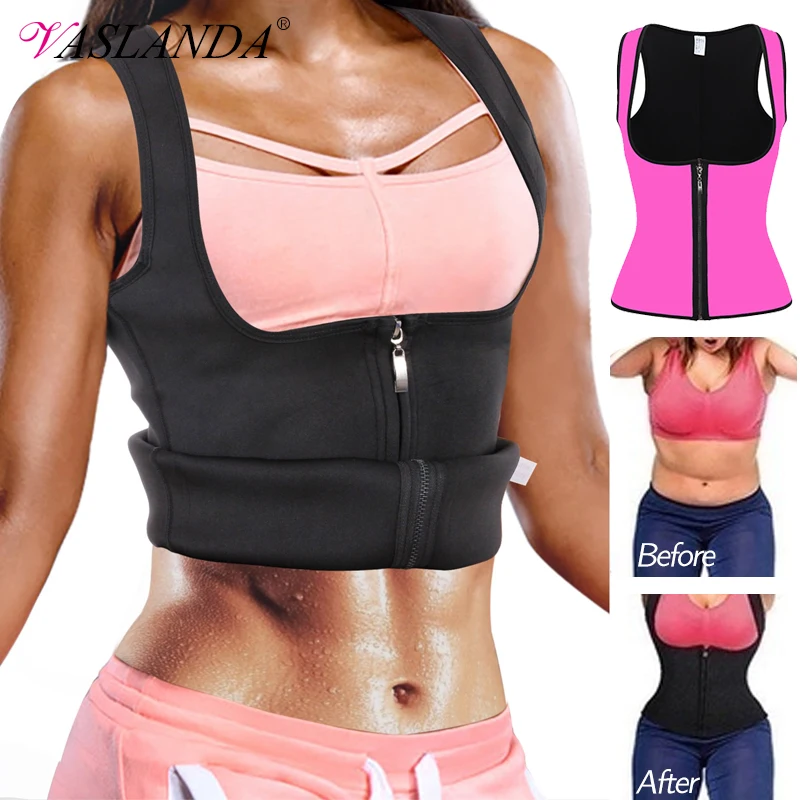 Neoprene Sauna Sweat Vest for Women Weight Loss Waist Trainer Corset Trimmer Belt Slimming Shirt Body Shaper Workout Tank Tops