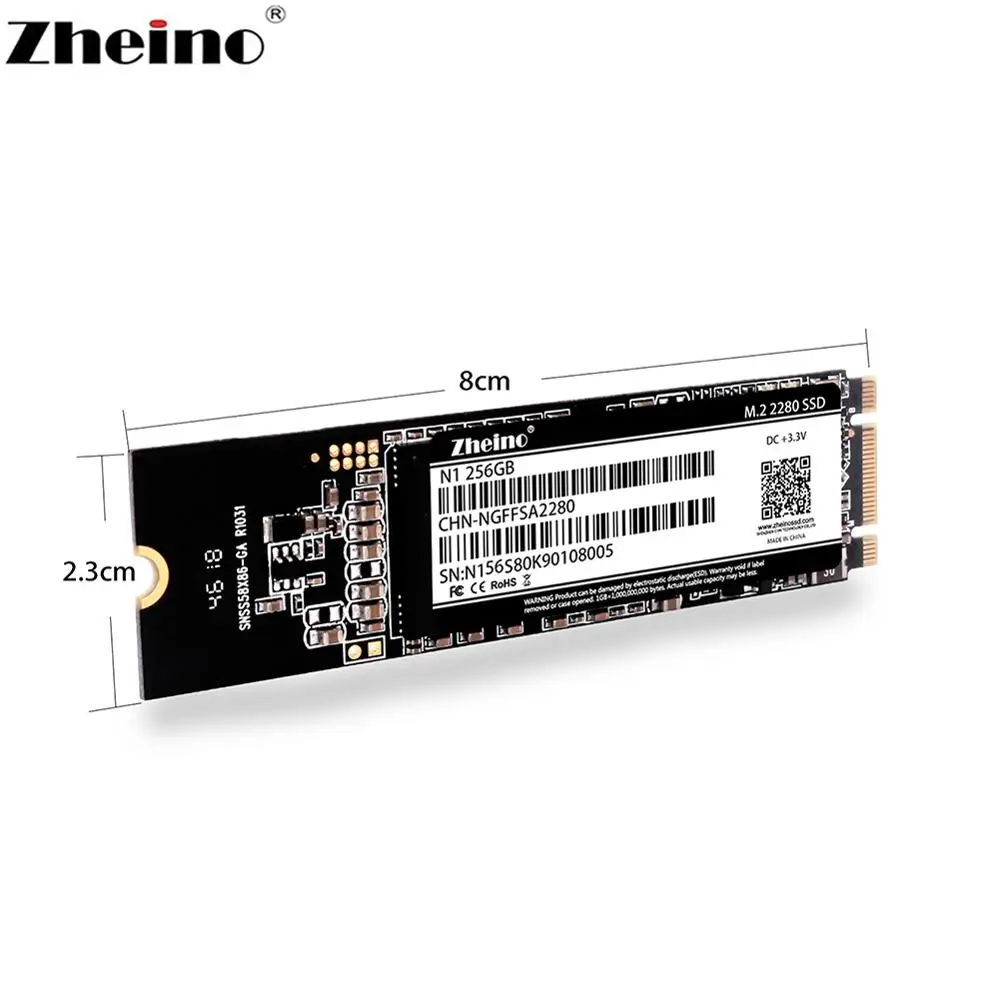 Zheino M.2 SSD 256GB 2280 SATA NGFF Внутренний твердотельный диск для ноутбука