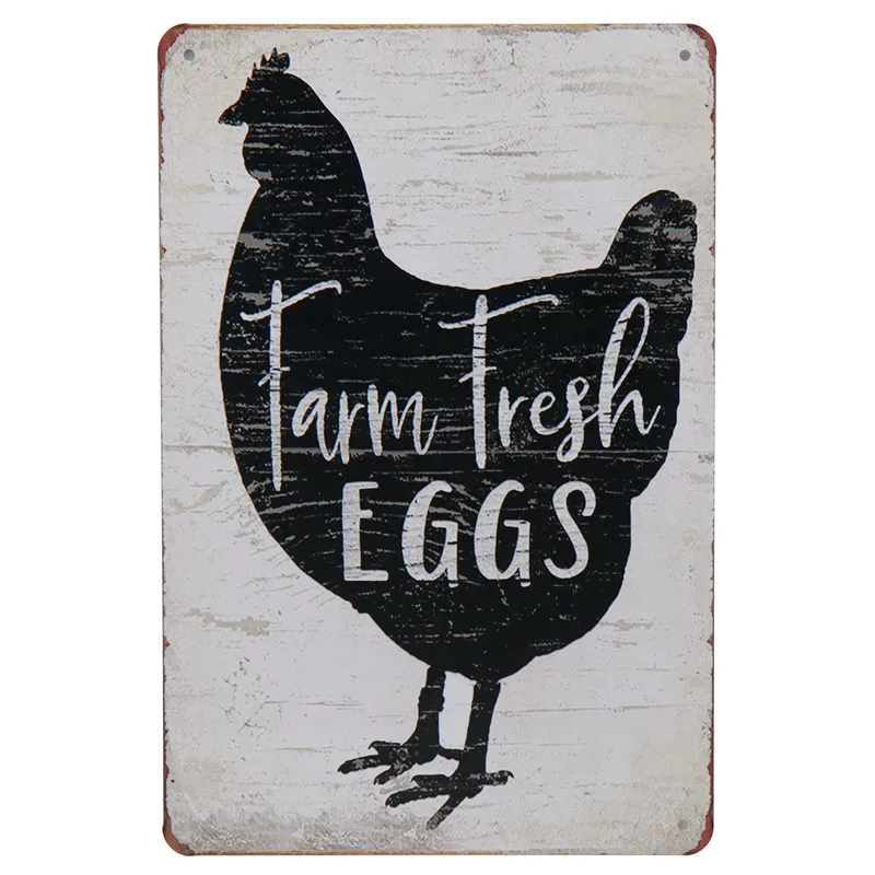 Farm Fresh Eggs Tin Sign Tintin Garage Home Wall Decor Vintage Stickers Retro Poster Pub Up Signs Metal Plate Art Painting H43 - Цвет: G
