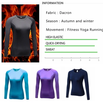 Winter Women s Sports Long Sleeve Wool Top Woman Thermal Underwear Fitness T shirts Gym