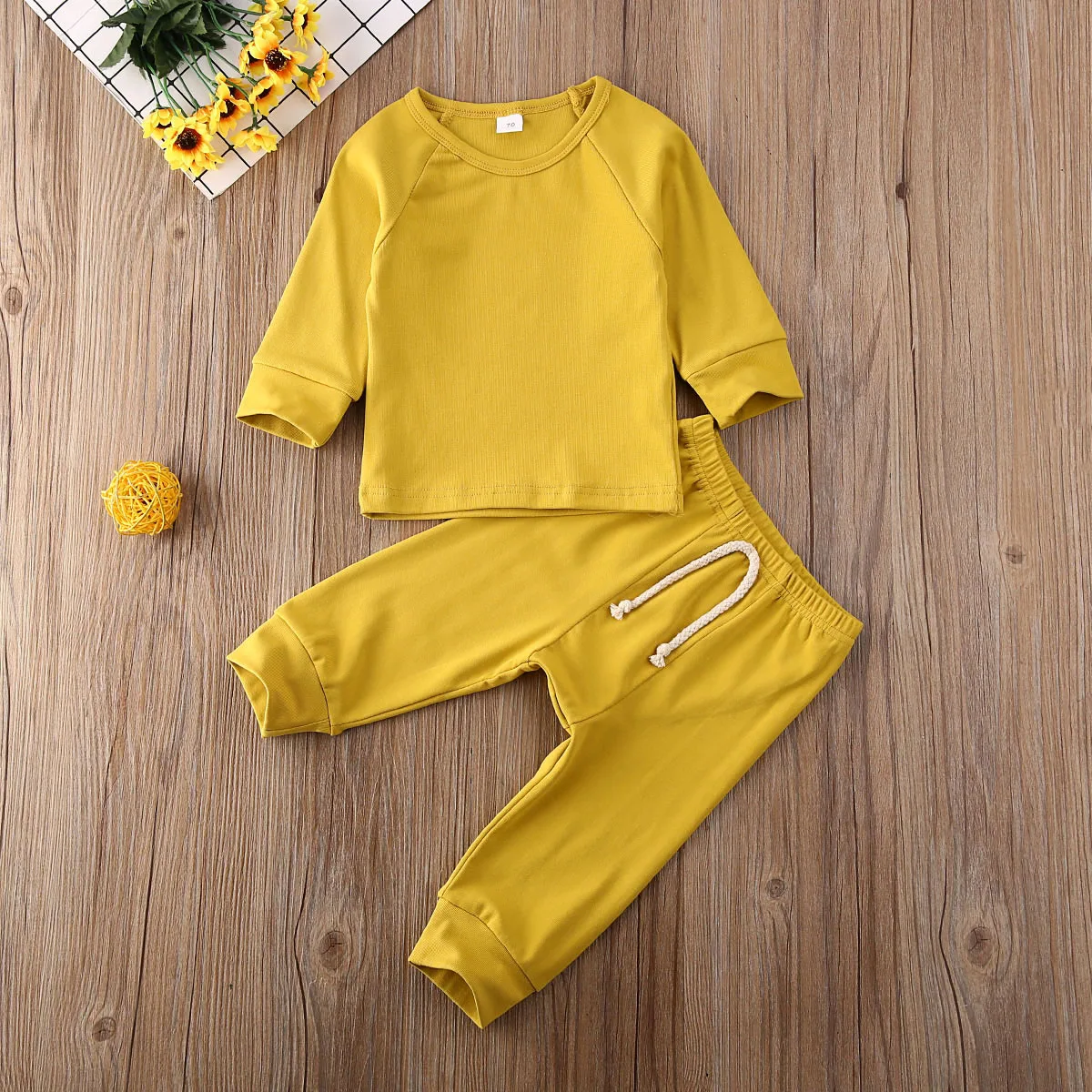 Коллекция года, весенне-осенняя одежда для малышей Комплект из 2 предметов для маленьких мальчиков и девочек одежда из хлопка комплект из топа с длинными рукавами и штанов