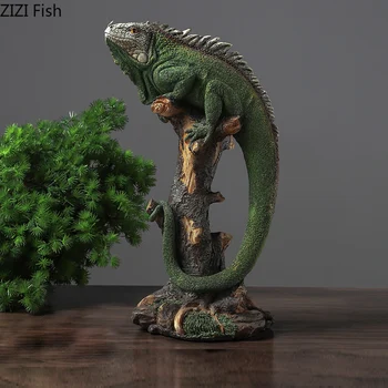 

Jungle Lizard Simulation Animal Sculpture Office Desk Decor American Rustic Home Decoration Crafts Ornaments Resin Figurines