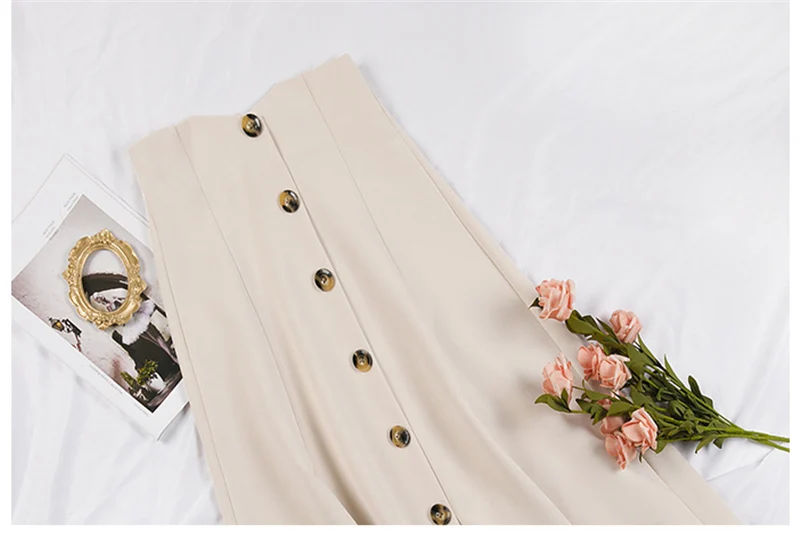 Faldas mujer moda черная длинная юбка средней длины А-силуэта Женская юбка на весну и зиму Женская винтажная юбка на пуговицах с высокой талией ropa mujer