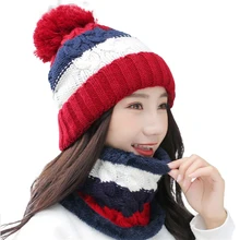 Men Winter Assorted Colors Keep Warm Cap Knitted Hat Women Pullover Caps Ear Protection Gorra Windproof Scarf  женская шляпа