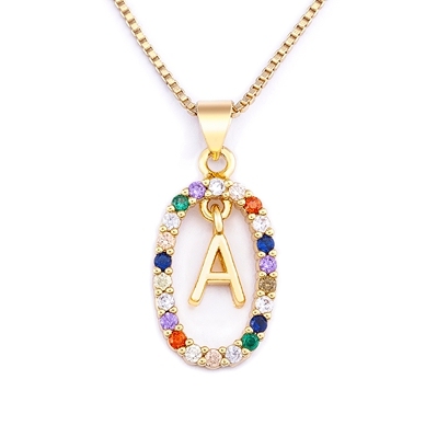 Hot Sale Colorful 26 Letters A - Z Initial M S C K Alphabet Pendant Long Chain Necklace Name Jewelry Women Accessories Gift