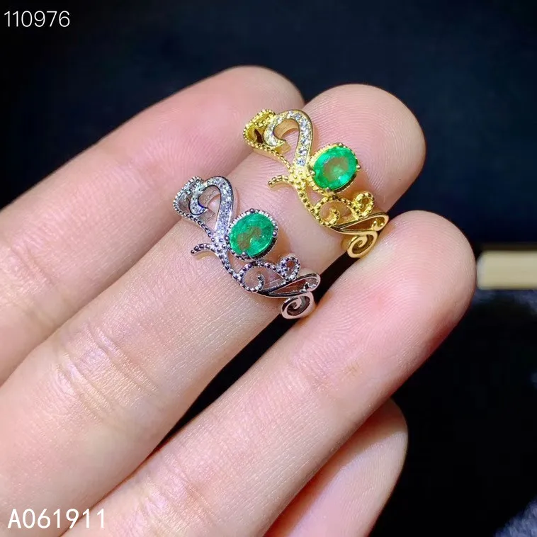 

KJJEAXCMY fine jewelry natural Emerald 925 sterling silver new women ring support test cute